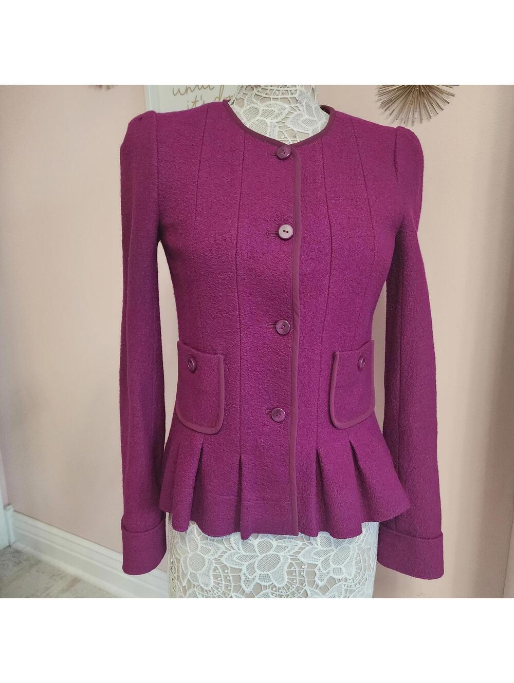 Flawless Elevenses purple burgundy wool blazer jacket 4 anthropology